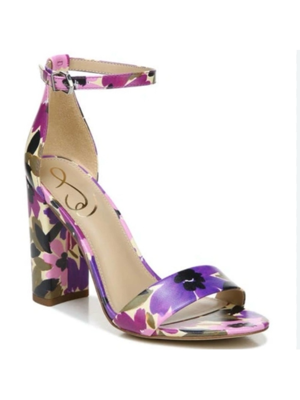 Sam Edelman Shoes Yaro Violet Floral Ankle-Strap Block Heel Sandals 7.5 - Picture 12 of 12